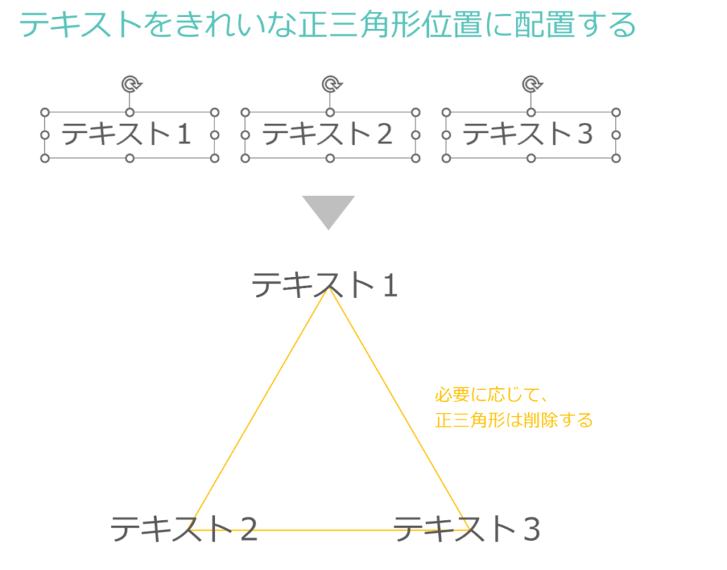 パワーポイントで図形や文字をきれいな正三角形位置に配置する方法_T-1(8)